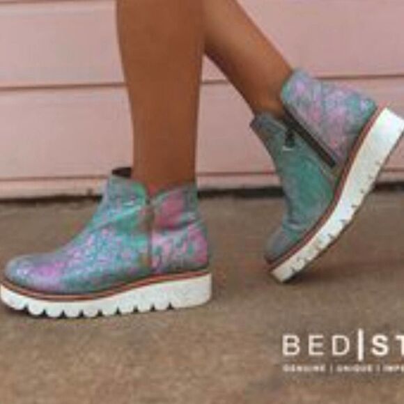 BedStu Lydyi Shoes Blue Havana Size 9-9.5